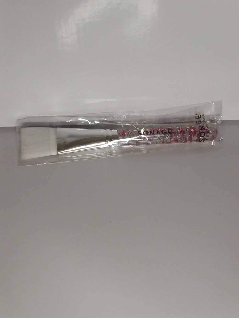 New Sonage Pink & Silver Foil & Clear Handled Skincare Mask Brush